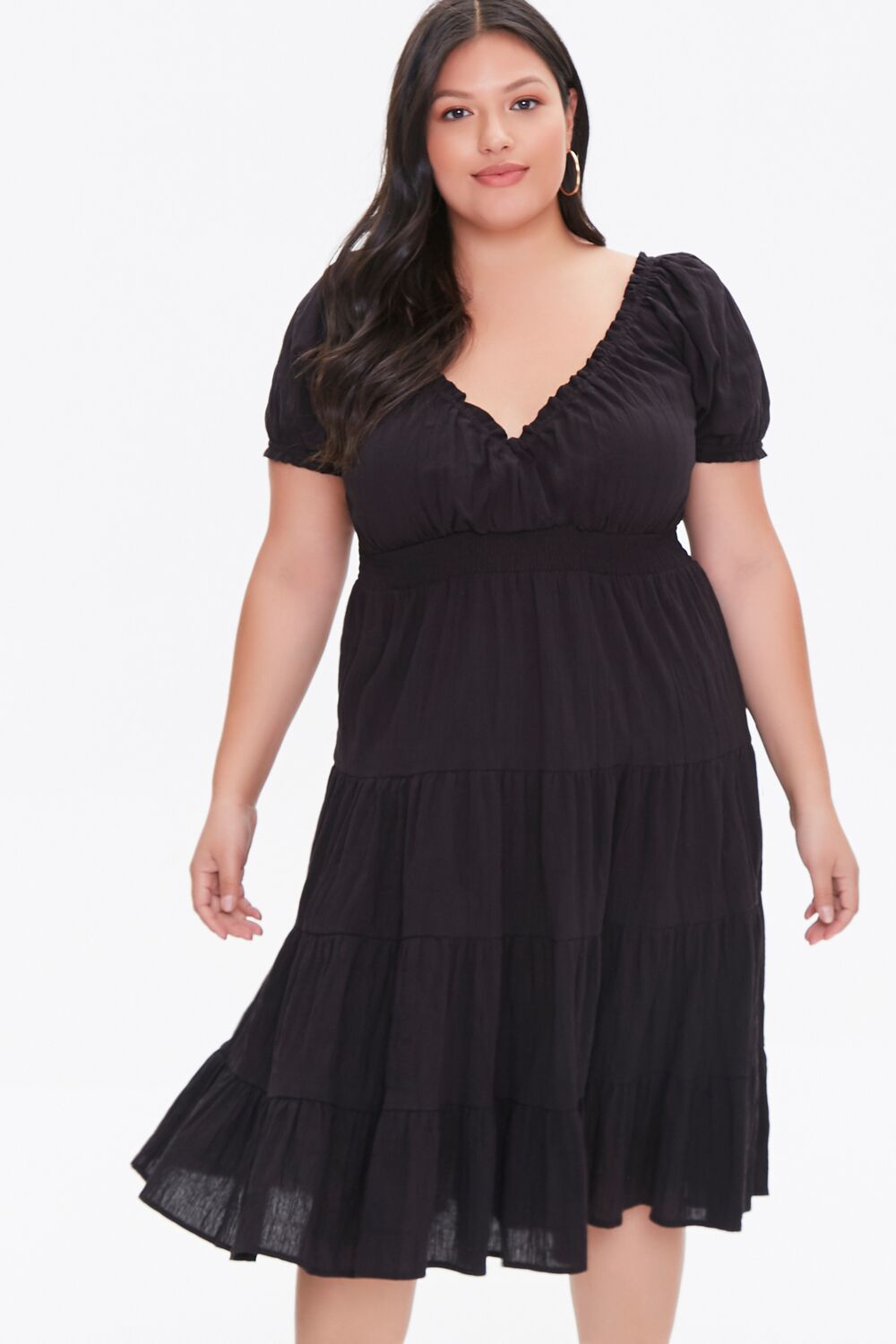 Plus Size Tiered Ruffle-Trim Dress