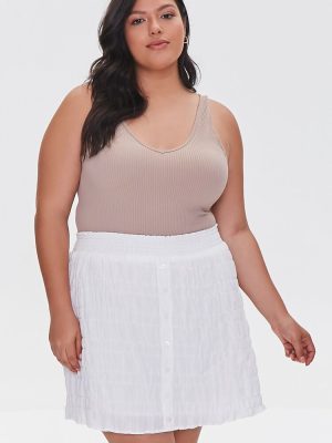 Plus Size Tiered Buttoned Mini Skirt