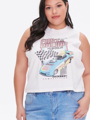 Plus Size Racing Graphic Muscle Tee