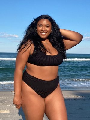 Plus Size Ribbed Bikini Top