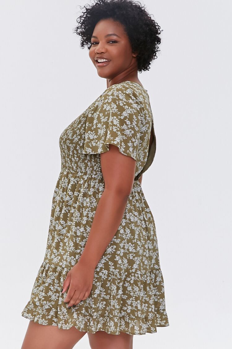 Plus Size Floral Bell-Sleeve Dress - Image 2