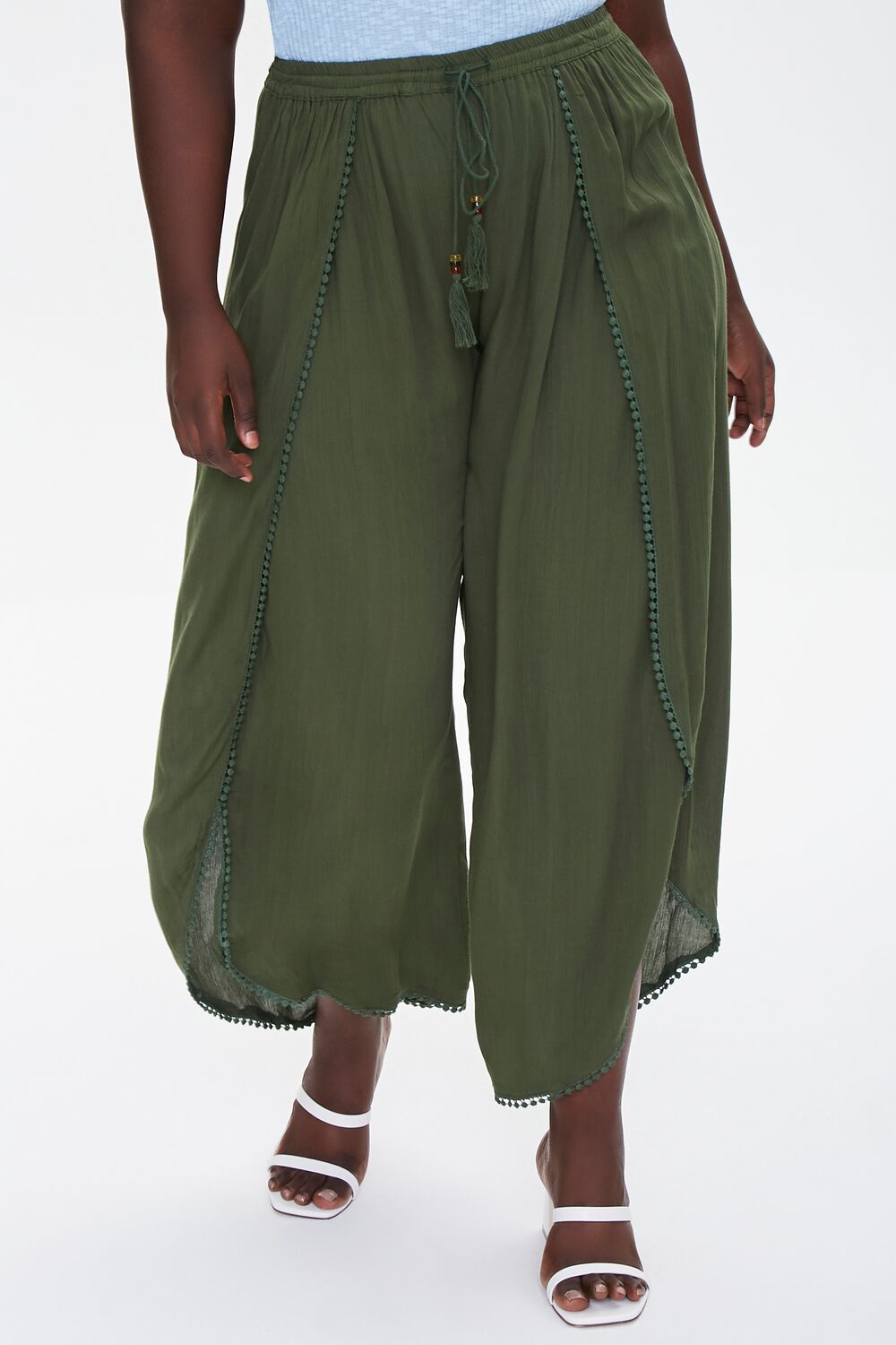 Plus Size Crochet-Trim Tassel Pants - Image 2