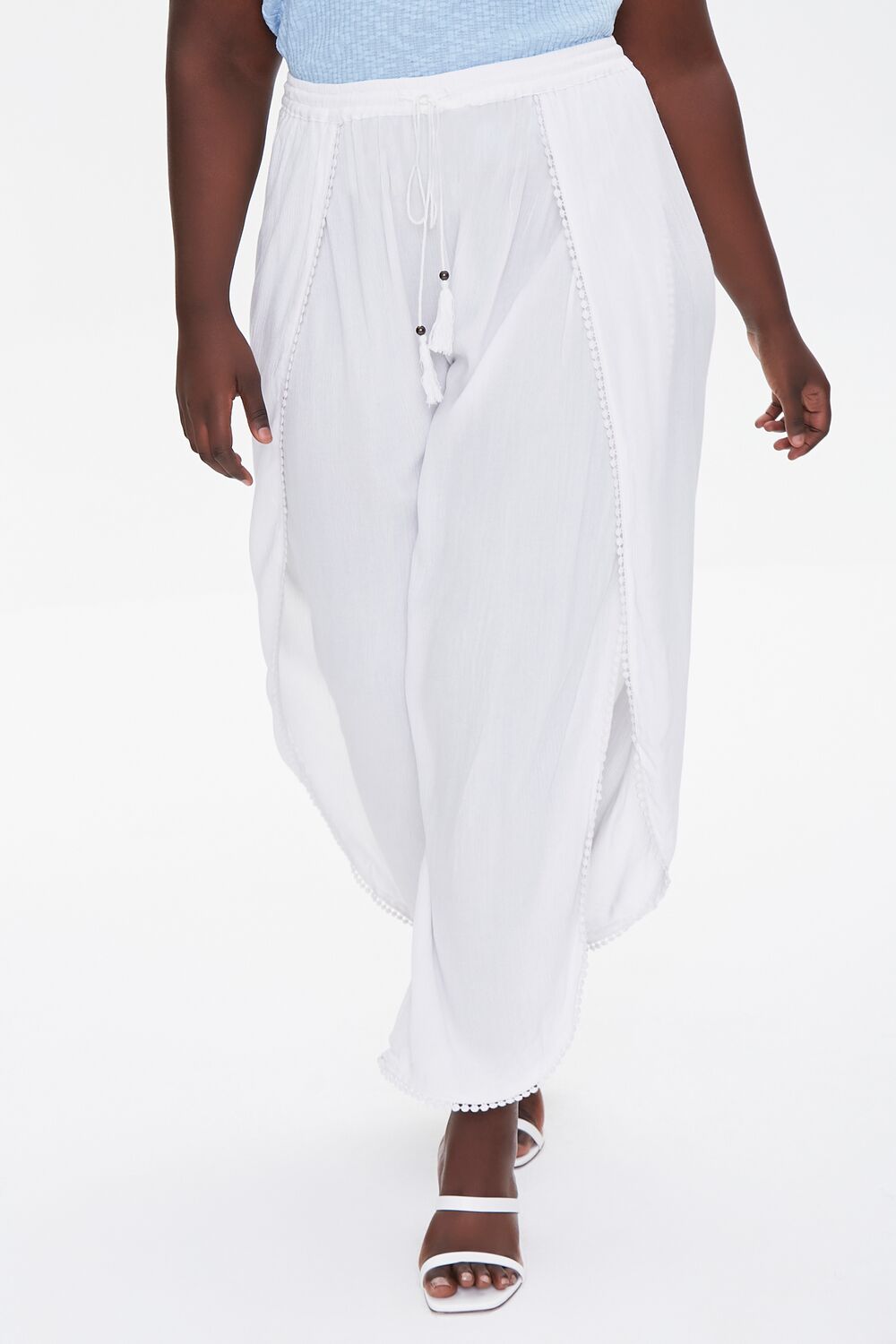 Plus Size Crochet-Trim Tassel Pants - Image 7