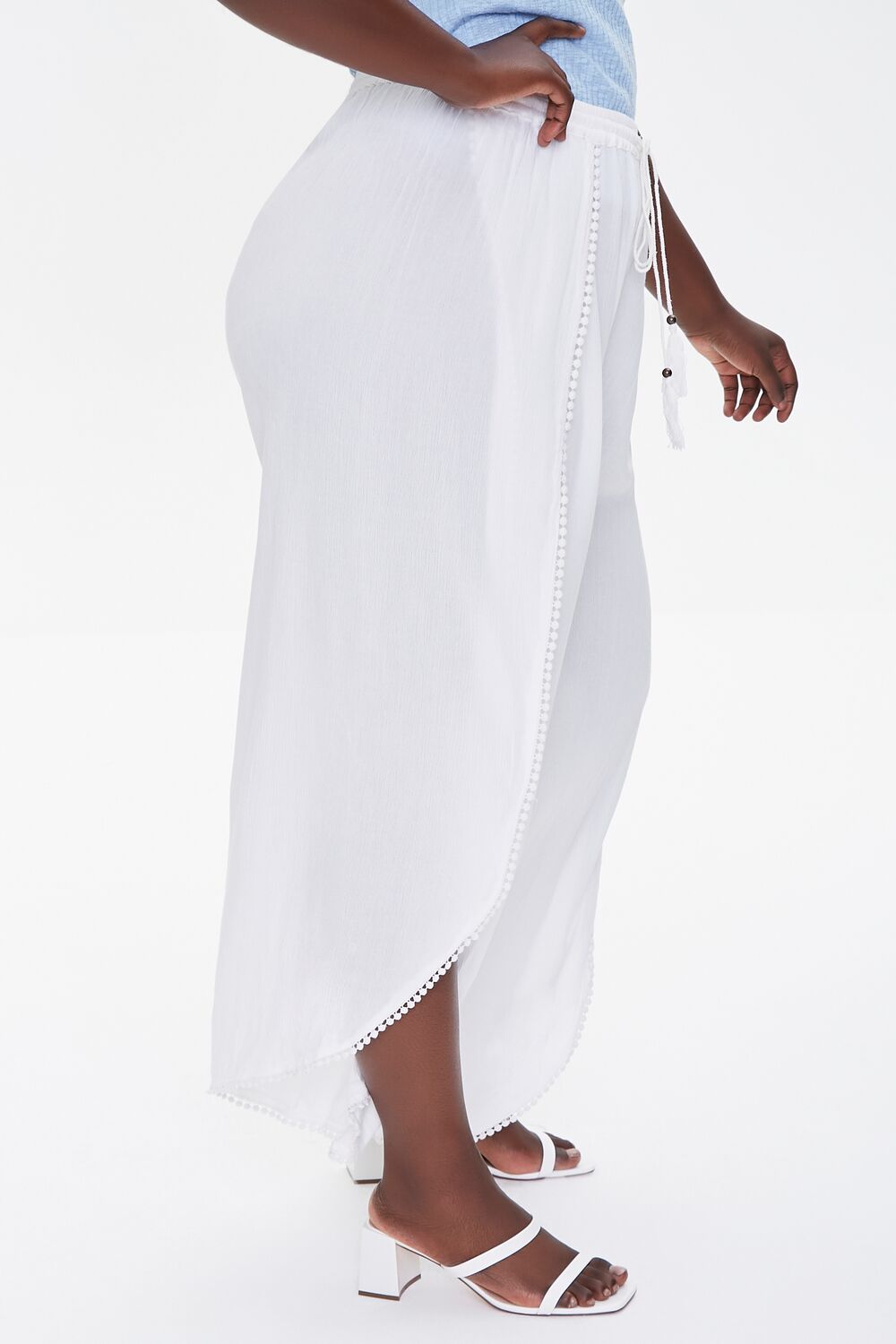 Plus Size Crochet-Trim Tassel Pants - Image 8
