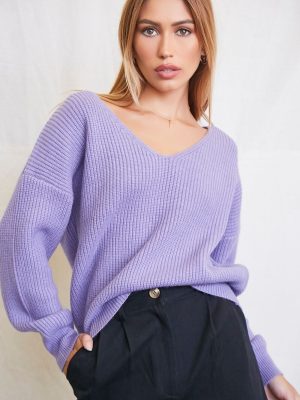 Ribbed Drop-Sleeve Sweater