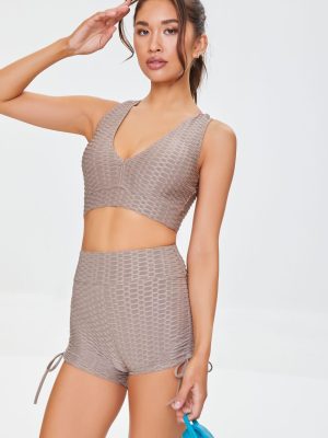 Active Honeycomb Drawstring Biker Shorts