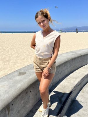 Embroidered Happy Face Tank Top