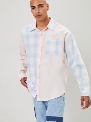 Reworked Plaid Button-Front Shirt