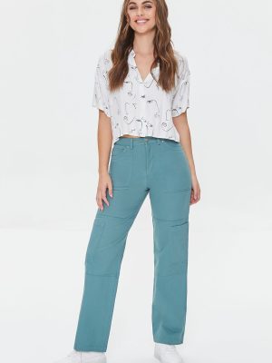 Twill High-Rise Pants