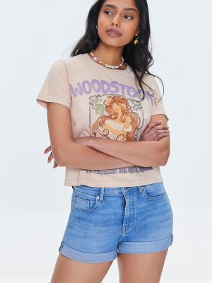 Curvy Rolled Cuff Denim Shorts