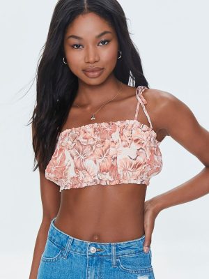 Tropical Leaf Print Cropped Cami