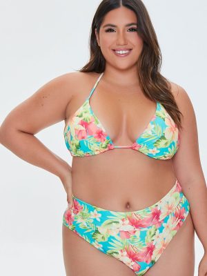 Plus Size Tropical Print Bikini Bottoms