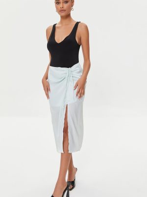 Satin Ruched Drawstring Skirt