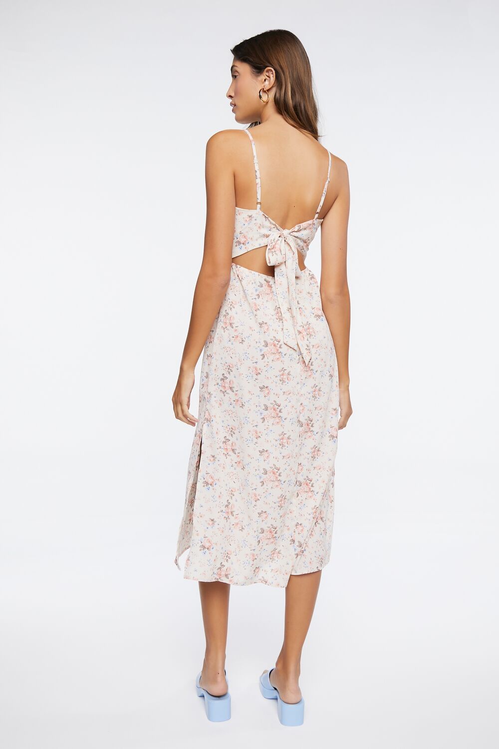 Ditsy Floral Print Cutout Midi Dress - Image 8