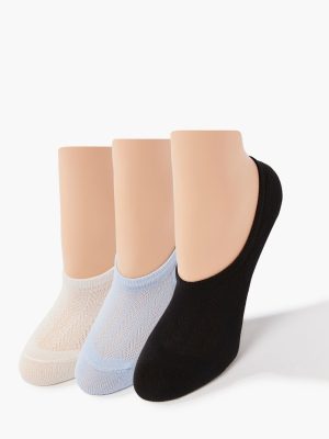Pointelle Knit No-Show Socks - 3 pack