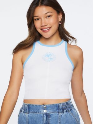 Palm Beach Club Graphic Ringer Crop Top