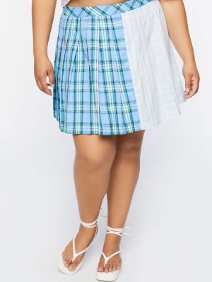 Plus Size Reworked Plaid Mini Skirt
