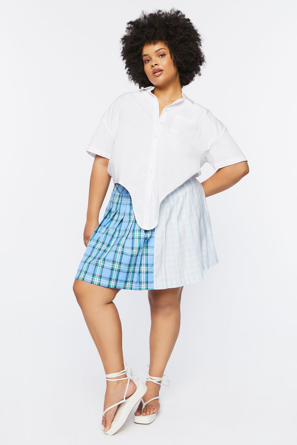 Plus Size Reworked Plaid Mini Skirt - Image 2