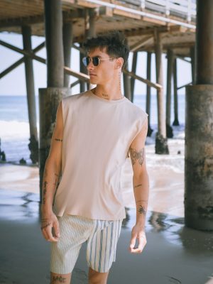 Reworked Striped Drawstring Shorts