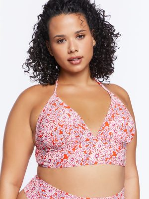 Plus Size Floral Halter Bikini Top