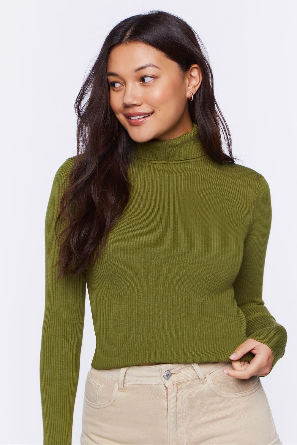 Ribbed Turtleneck Sweater-Knit Top - Image 53