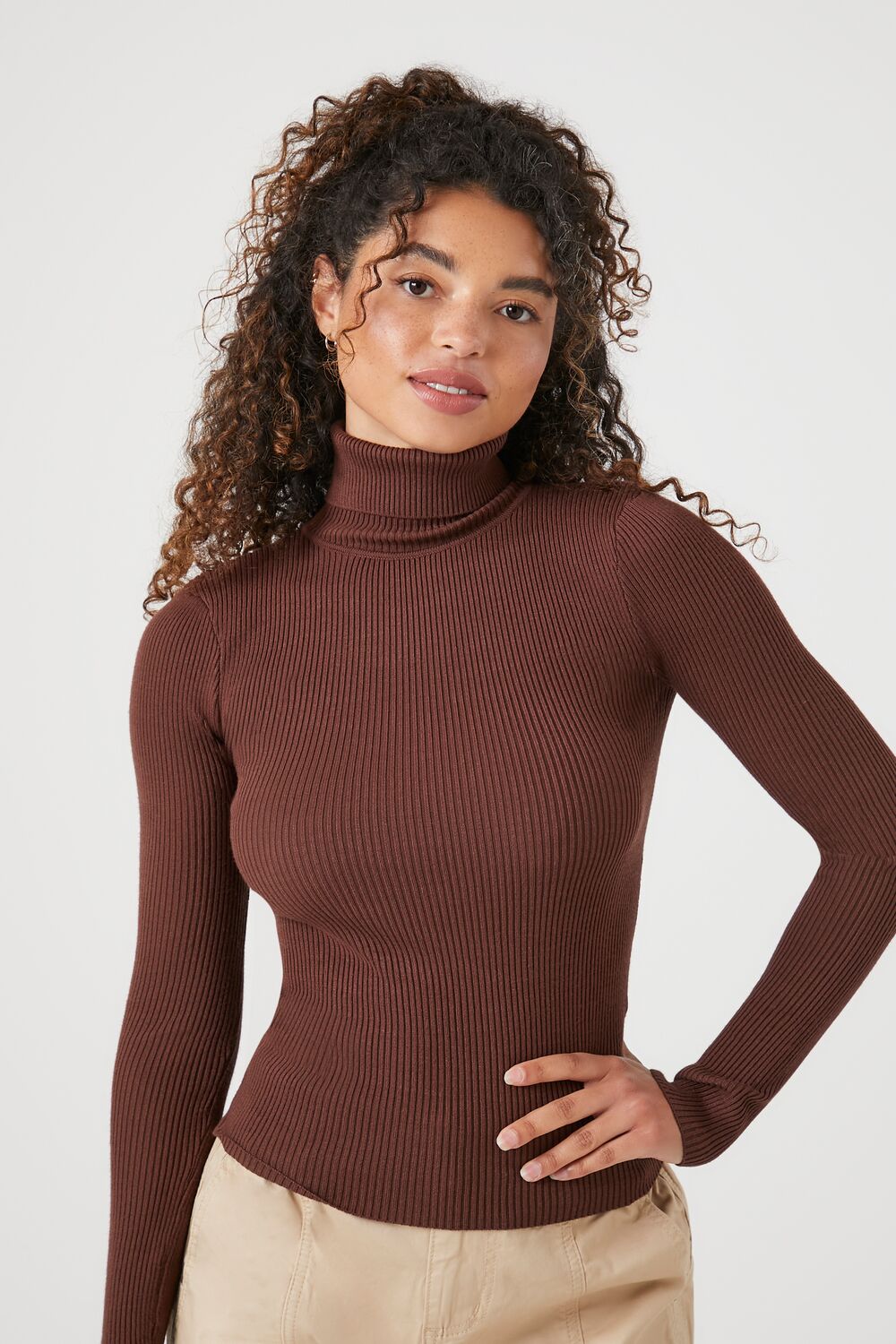 Ribbed Turtleneck Sweater-Knit Top - Image 58