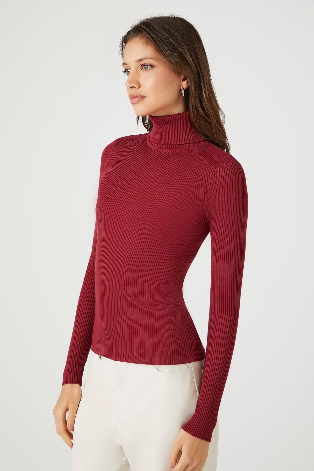 Ribbed Turtleneck Sweater-Knit Top - Image 84