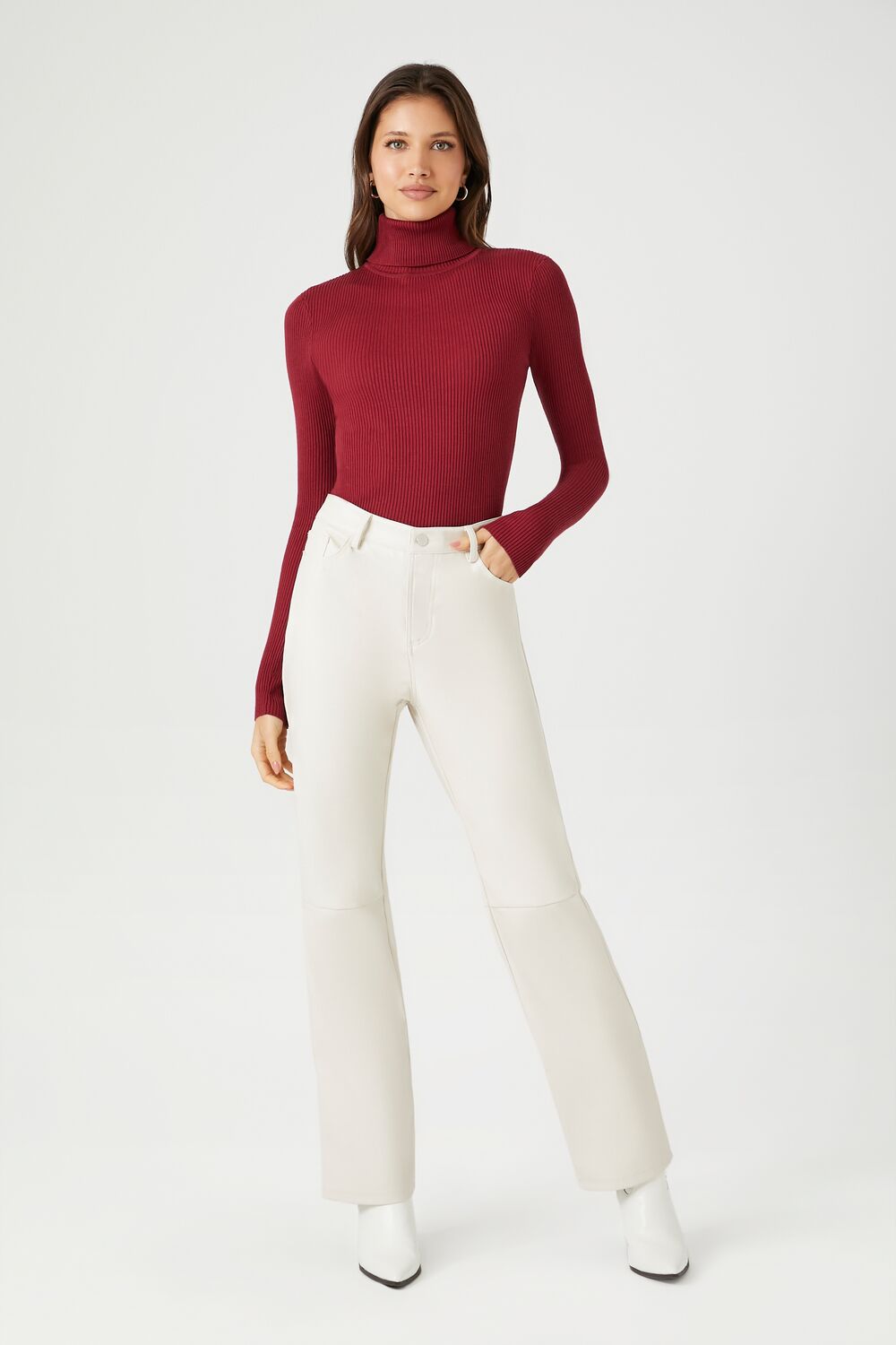 Ribbed Turtleneck Sweater-Knit Top - Image 81