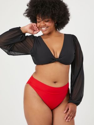 Plus Size High-Rise Bikini Bottoms