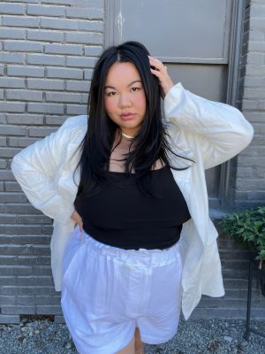 Plus Size Paperbag High-Rise Shorts