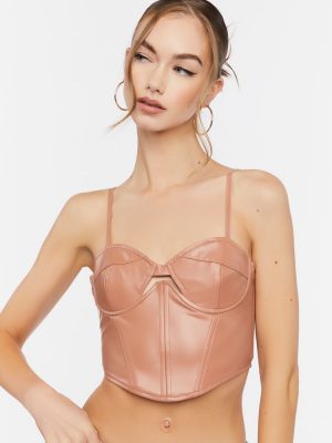 Faux Leather Cutout Bustier Top