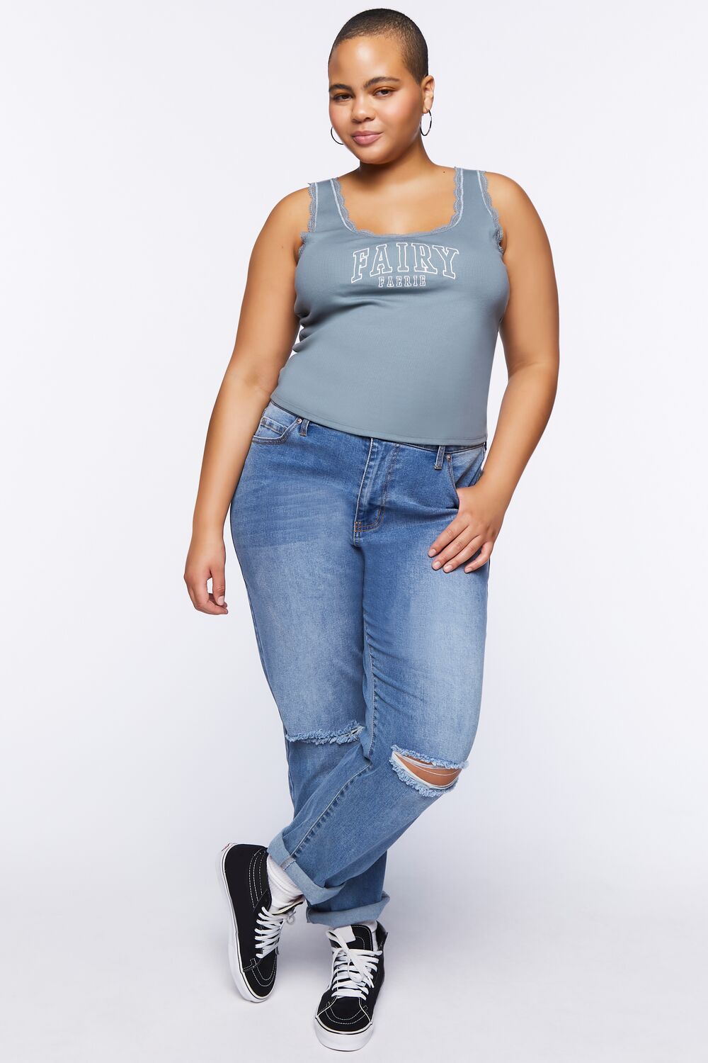 Plus Size Fairy Graphic Tank Top - Image 4