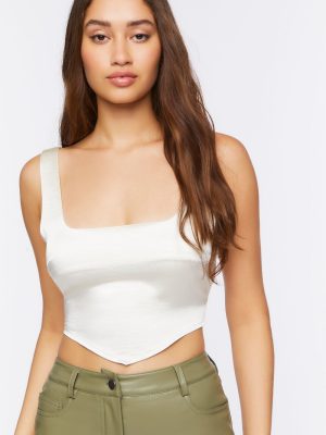 Satin V-Hem Crop Top