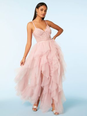 Lace Mini Dress & Tulle Maxi Skirt Set