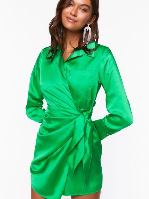 Satin Wrap Mini Dress