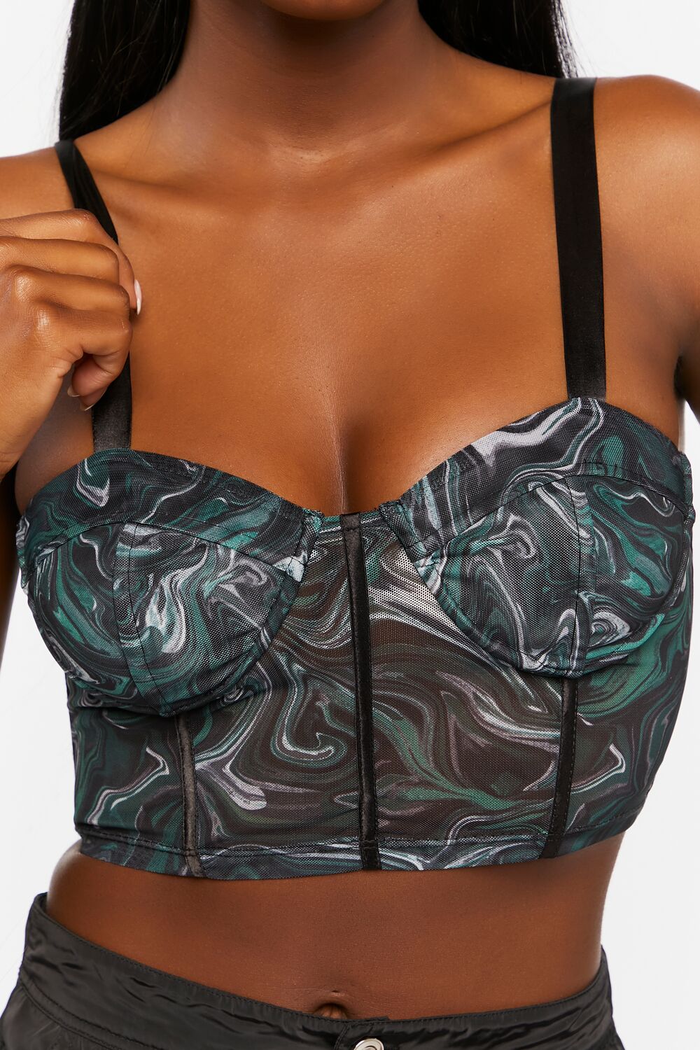 Marble Bustier Crop Top - Image 5