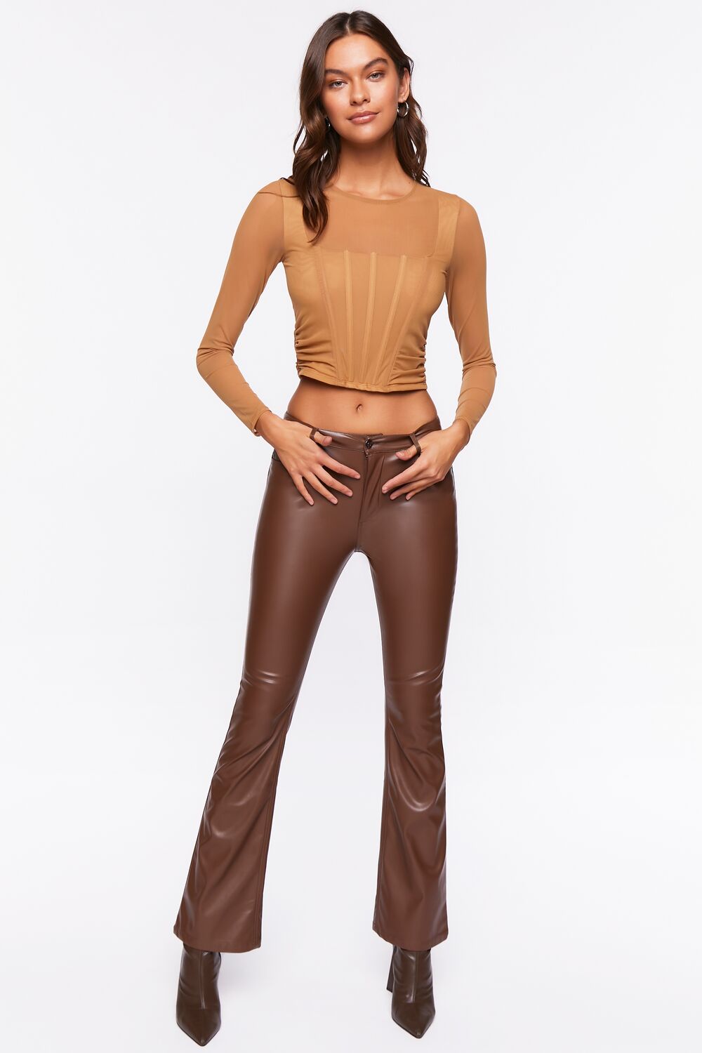 Illusion Neckline Corset Crop Top - Image 4