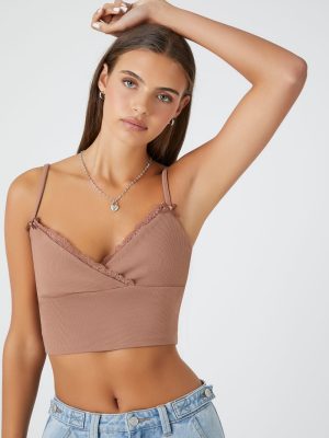 Lace-Trim Surplice Cropped Cami