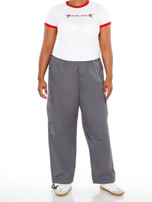 Plus Size Twill Cargo Wallet Chain Pants