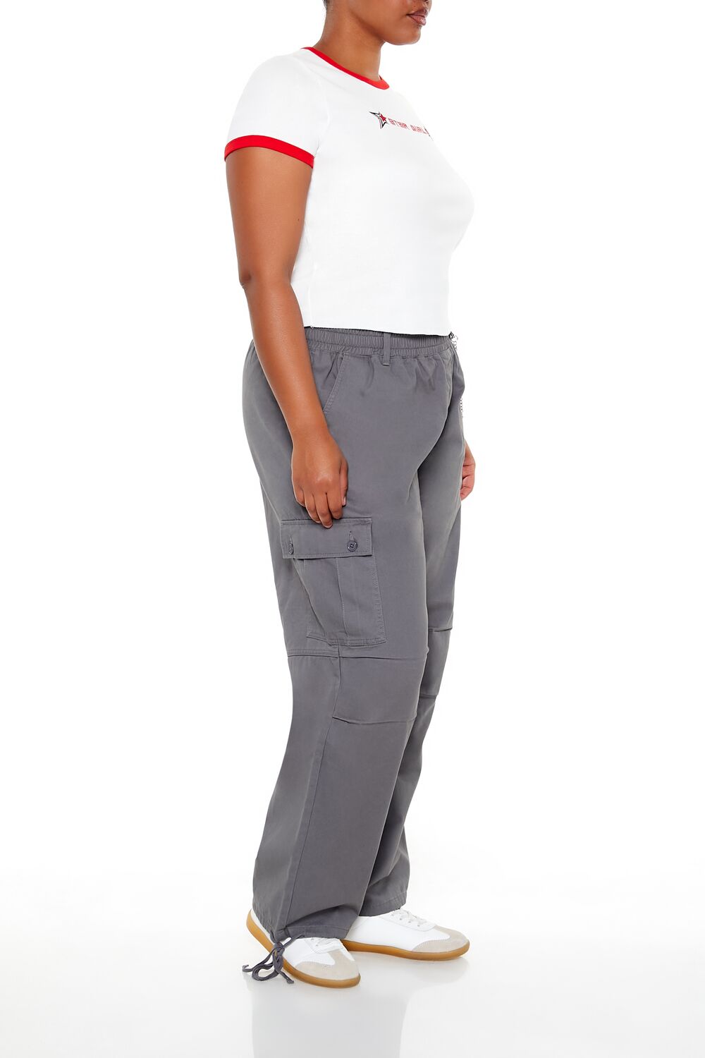 Plus Size Twill Cargo Wallet Chain Pants - Image 3