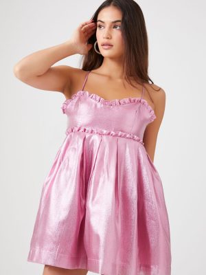 Metallic Bow Babydoll Dress