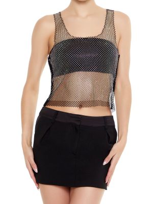 Sheer Rhinestone Netted Tank Top