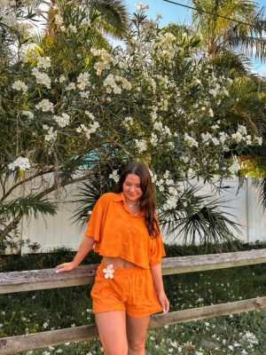 Textured Floral Cropped Shirt