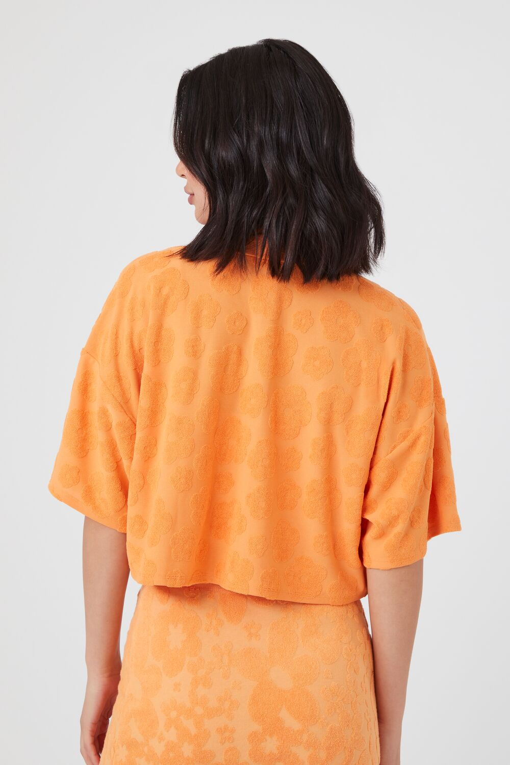 Textured Floral Cropped Shirt - Image 3