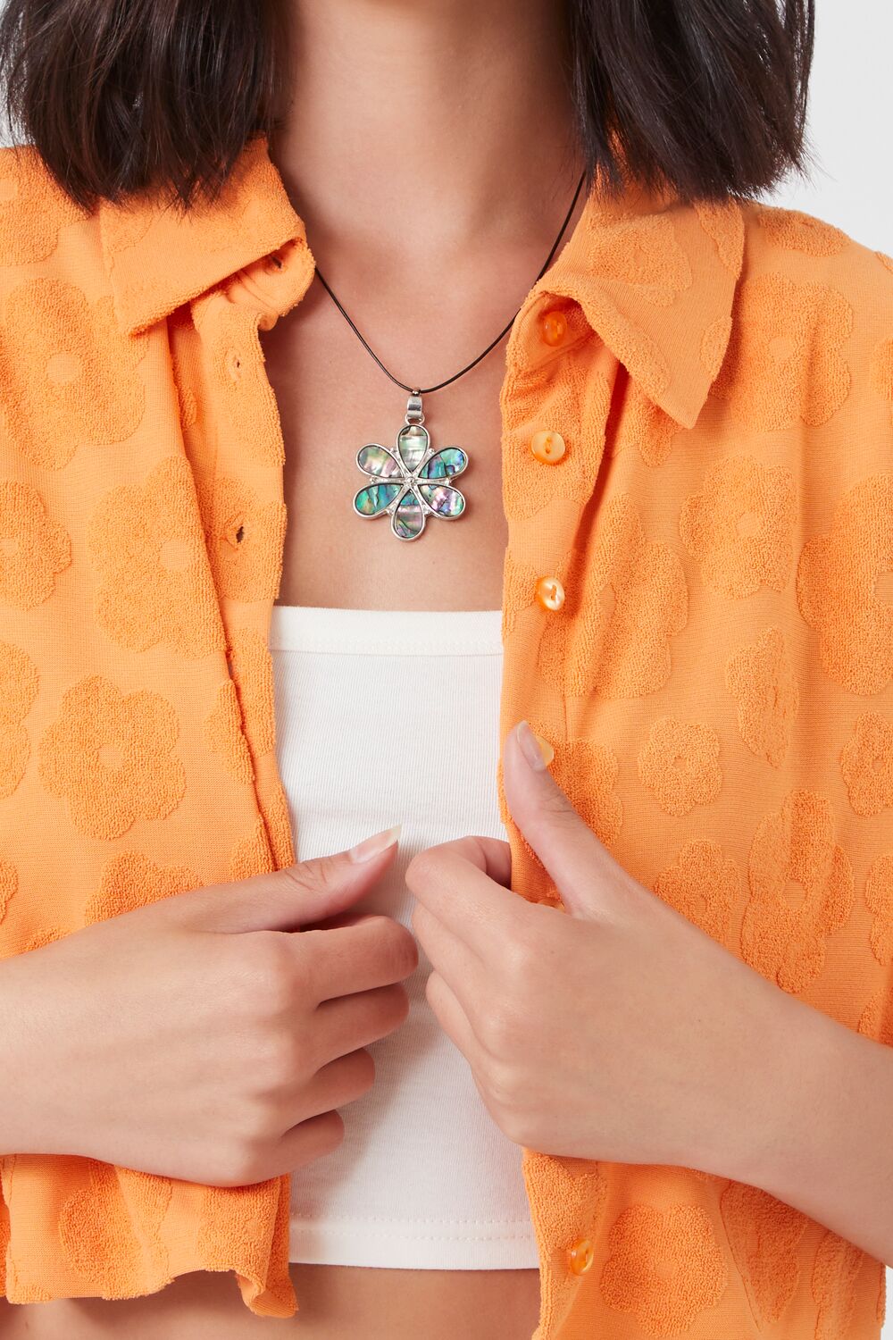 Textured Floral Cropped Shirt - Image 5