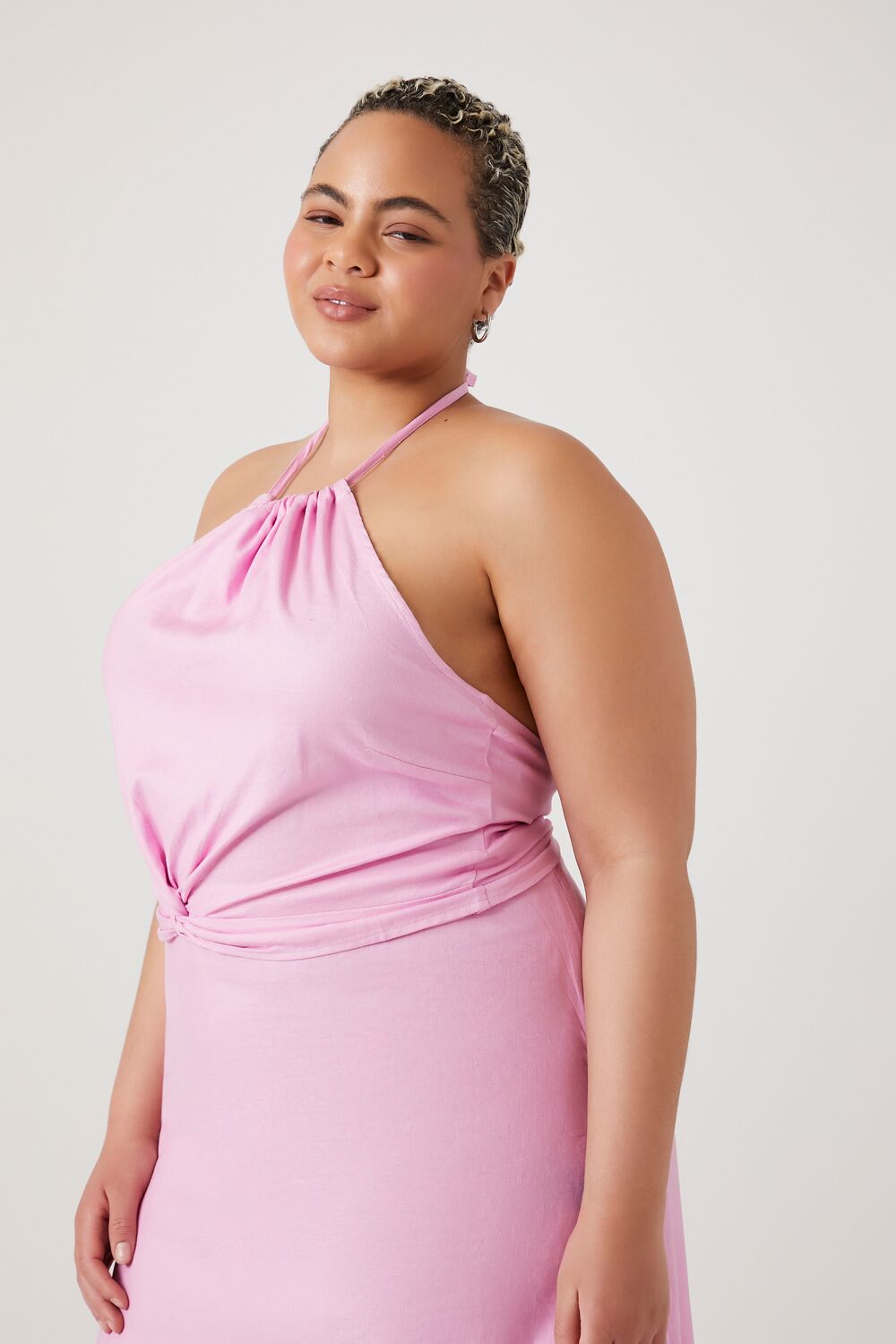 Plus Size Knotted Halter Top - Image 2
