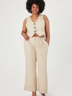 Plus Size Vest & Wide-Leg Pants Set