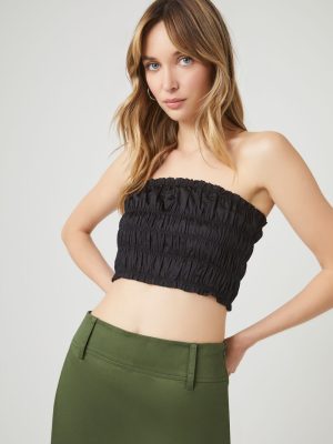 Smocked Cropped Tube Top