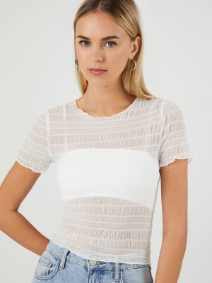 Sheer Mesh Lettuce-Edge Tee