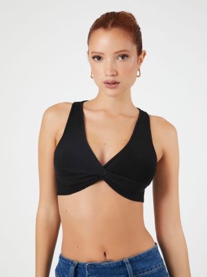 Sweater-Knit Twist-Front Crop Top